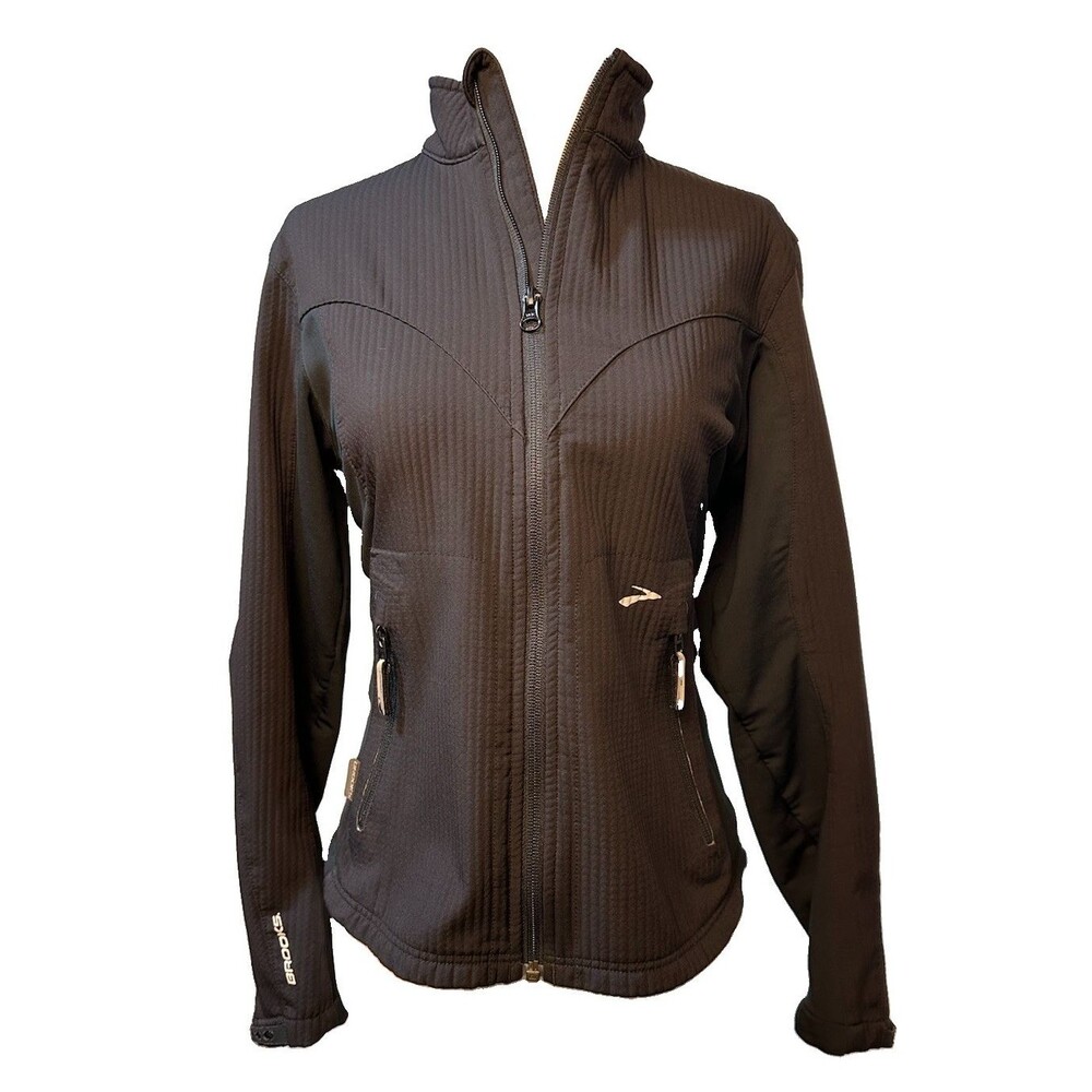 Brooks For Women Full Front Zip Running Jacket Black Size Small